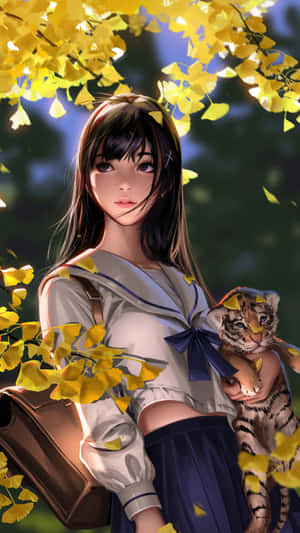 Long-haired School Girl For Girls Wallpaper