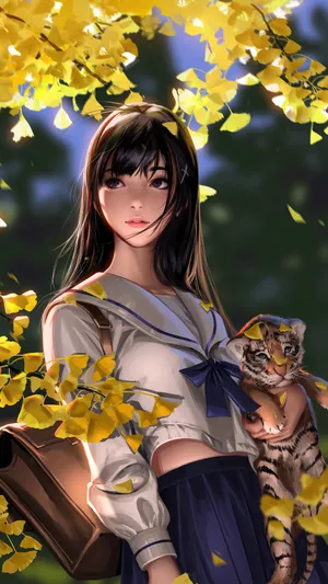 Long-haired School Girl For Girls Wallpaper