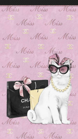 Look Super Chic In A White Cat-motif Outfit From Chanel Wallpaper