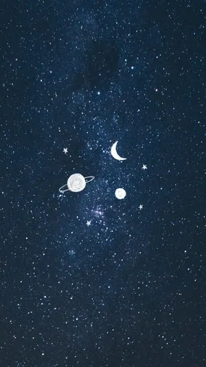 Look Up And Appreciate The Wonders Of The Moon And Stars In The Night Sky Wallpaper