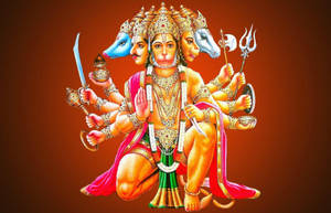 Lord Hanuman Five Faces And Arms Hd Wallpaper