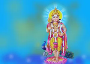 Lord Murugan 4k With Peacock On Blue Wallpaper