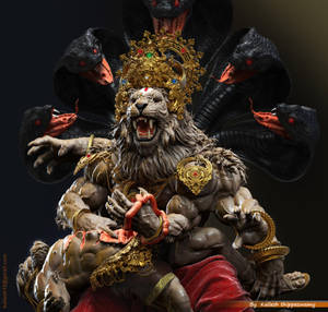 Lord Narasimha 3d Sculpture Wallpaper