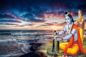 Lord Rama Ocean Art Wallpaper