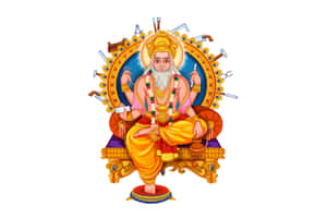 Lord Vishwakarma Seatedon Throne Wallpaper