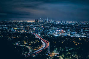 Los Angeles, Usa, Skyscrapers, Night, Top View Wallpaper