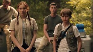 Lost In Space Cast In The Forest Wallpaper