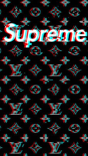 Louis Vuitton And Supreme Glitch Designer Aesthetic Wallpaper