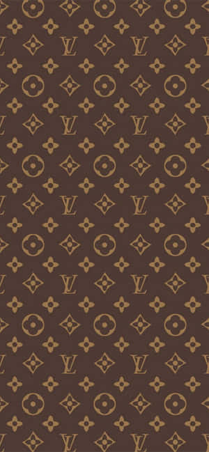 Louis Vuitton Monogram Pattern In Brown And Gold Wallpaper