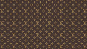 Louis Vuitton Monogram Pattern In Brown And Gold Wallpaper