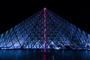 Louvre Museum Pyramid Paris Night Wallpaper
