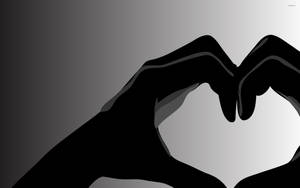 Love Black And White Heart Hand Wallpaper