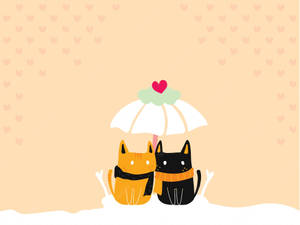 Love Cartoon Cat Pair Wallpaper