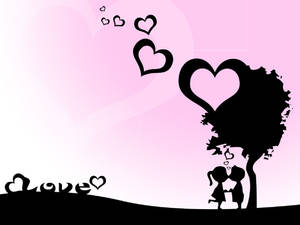 Love Cartoon Silhouette Wallpaper