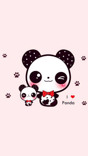 Love Panda Pink Art Wallpaper