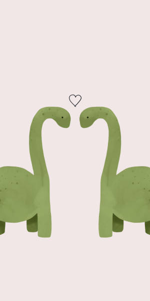 Lovely Couple Dino Kawaii Iphone Wallpaper