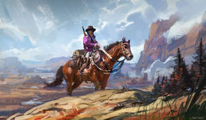 Lovely Cowboy Painting Wallpaper