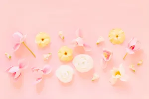 Lovely Flowers On Pink Pastel Wallpaper