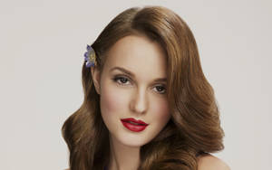 Lovely Leighton Meester With Flower Wallpaper