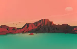Low Poly Mountain And Lake Wallpaper