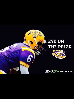 Lsu Football Player With The Words Eye On The Prize Wallpaper