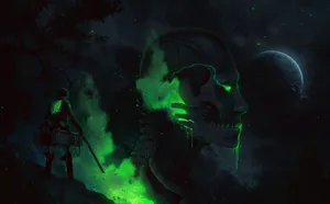 Luminescent Green Eren Attack On Titan Wallpaper