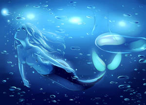Luminous Blue Mermaid Wallpaper