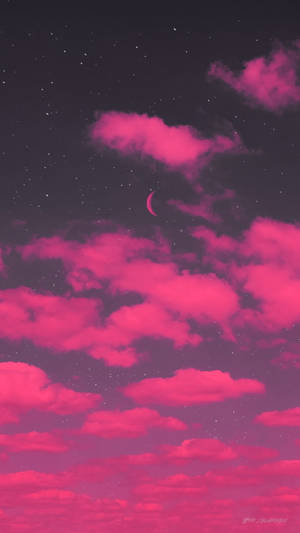 Luna Night Sky Red Aesthetic Moonlight Wallpaper