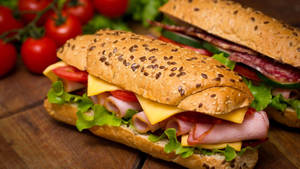 Lunch Freshly Made Ham Sandwich Wallpaper