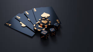 Luxurious Blackjack Gold Cards Poker Chips Wallpaper