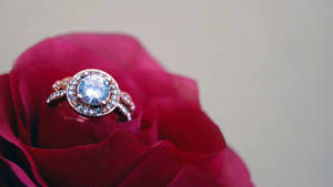 Luxurious Classic Diamond Halo Ring Wallpaper