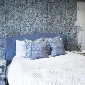 Luxurious Double Bed In Modern Room Wallpaper