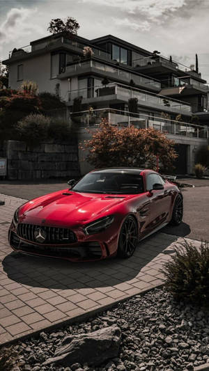 Luxurious Jupiter Red Mercedes Amg Gtr Wallpaper