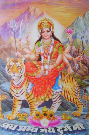 Maa Sherawali Hindu Goddess Artwork Wallpaper