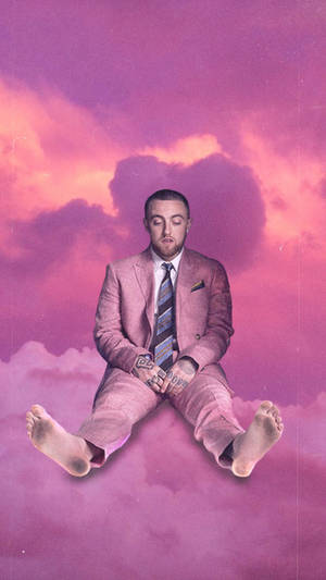 Mac Miller In Pink Suit On Cluds Wallpaper