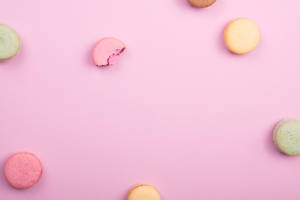 Macarons On Kawaii Pink Surface Wallpaper