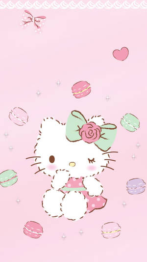 Macaroons And Cartoon Hello Kitty Pfp Wallpaper
