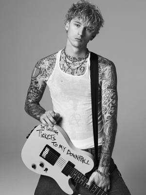 Machine Gun Kelly Grayscale Photography Wallpaper