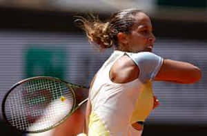 Madison Keys In Action At A Tennis Match Wallpaper