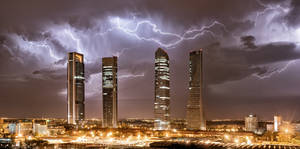 Madrid Cuatro Torres Night View Wallpaper