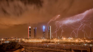 Madrid Spain Skyline Lightning Wallpaper