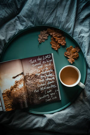 Magazine On A Green Tray Wallpaper