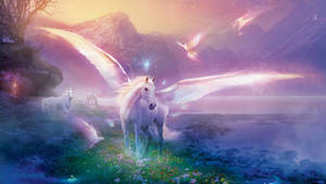Magic Aura Of Pegasus In Lake Wallpaper