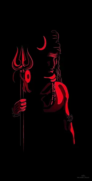 Mahadev Full Hd Red And Black Art Wallpaper