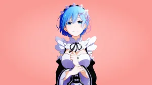 Maid Rem In Pink Aesthetic Wallpaper