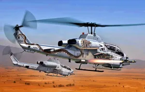 Majestic Bell Ah-1 Supercobra Helicopter Soaring The Sky Wallpaper