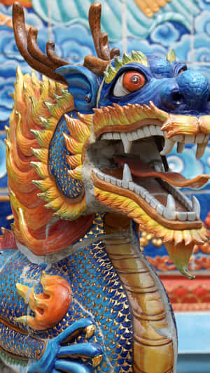 Majestic Blue Dragon In Flight Wallpaper