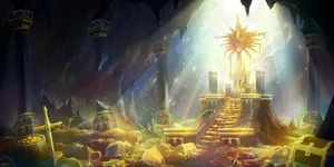 Majestic Kingdom With Stunning Castle And Waterfall Wallpaper