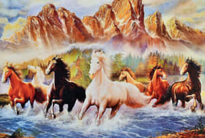 Majestic_ Mountain_ Horses Wallpaper