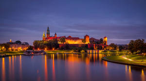 Majestic Night At Wawel Castle, Poland Wallpaper